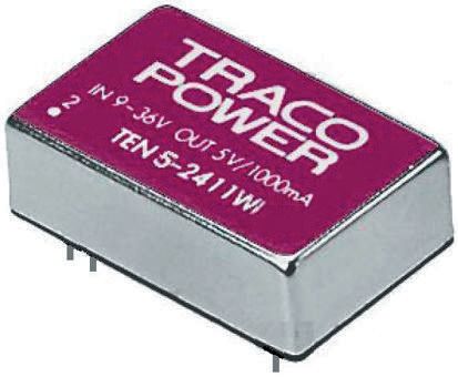 TRACOPOWER TEN 5WI DC-DC Converter, 3.3V dc/ 1.2A Output, 18 → 75 V dc Input, 6W, Through Hole, +85°C Max Temp
