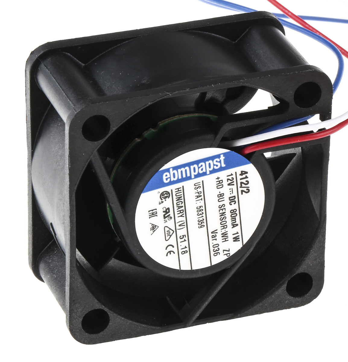 ebm-papst 400 Series Axial Fan, 12 V dc, DC Operation, 10m³/h, 1W, 40 x 40 x 20mm