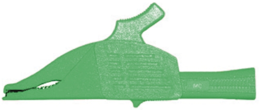 Staubli Crocodile Clip 4 mm Connection, Brass Contact, 32A, Green