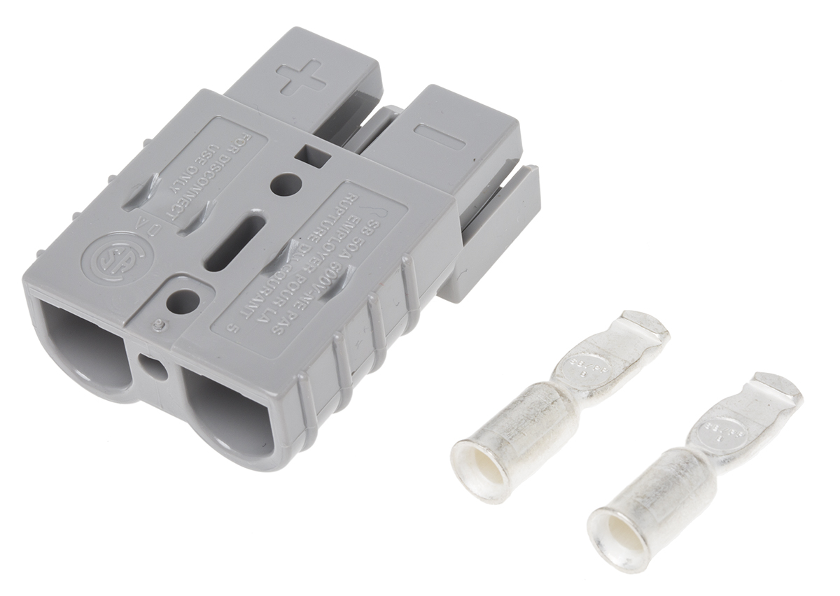 Anderson Power Products 2 Way Battery Connector, Cable Mount, 50A