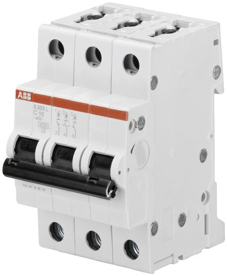 ABB System Pro M Compact S200L MCB, 3P, 20A Curve C, 400V AC, 6 kA Breaking Capacity