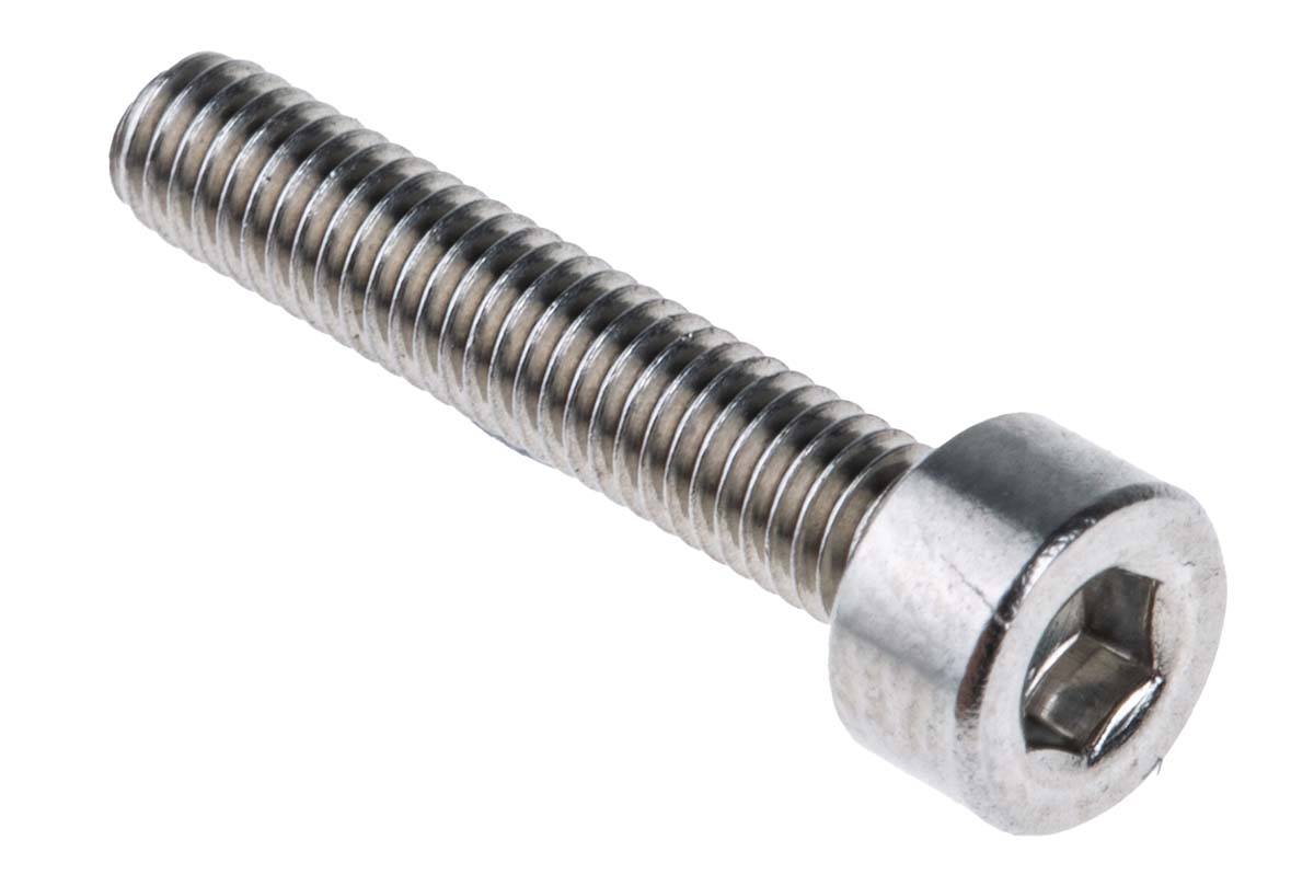 RS PRO Plain Stainless Steel Hex Socket Cap Screw, DIN 912, M3 x 16mm