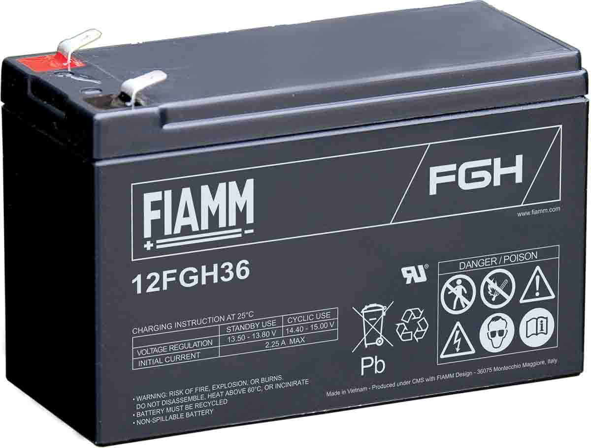 Fiamm 12V Faston F2 Sealed Lead Acid Battery, 9Ah