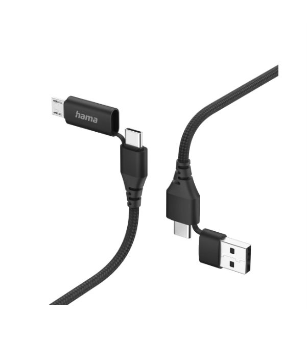 Hama USB 2.0, Male Micro USB A to Male USB A, USB C, 480Mbps, 1.5m