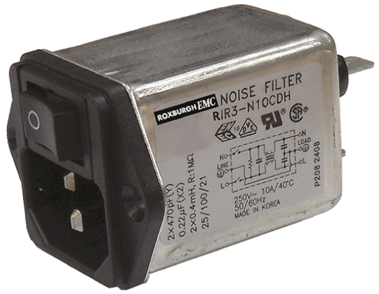 Roxburgh EMC 3A, 250 V ac/dc Male Panel Mount IEC Filter 2 Pole RIR303CEH, Faston None Fuse