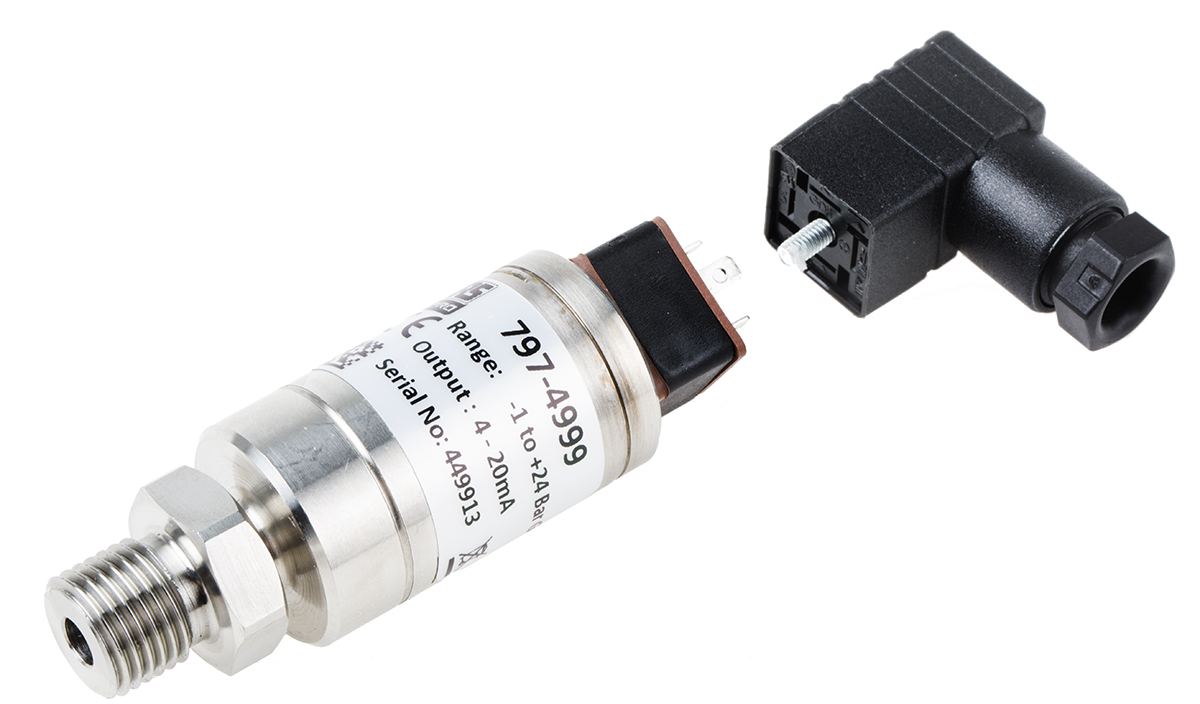 RS PRO Pressure Sensor, -1bar Min, 24bar Max, Current Output, Relative Reading