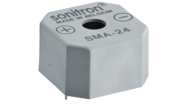Sonitron 92dB Continuous Piezo Buzzer, 24 x 15.5mm, 1.5V Min, 24V Max