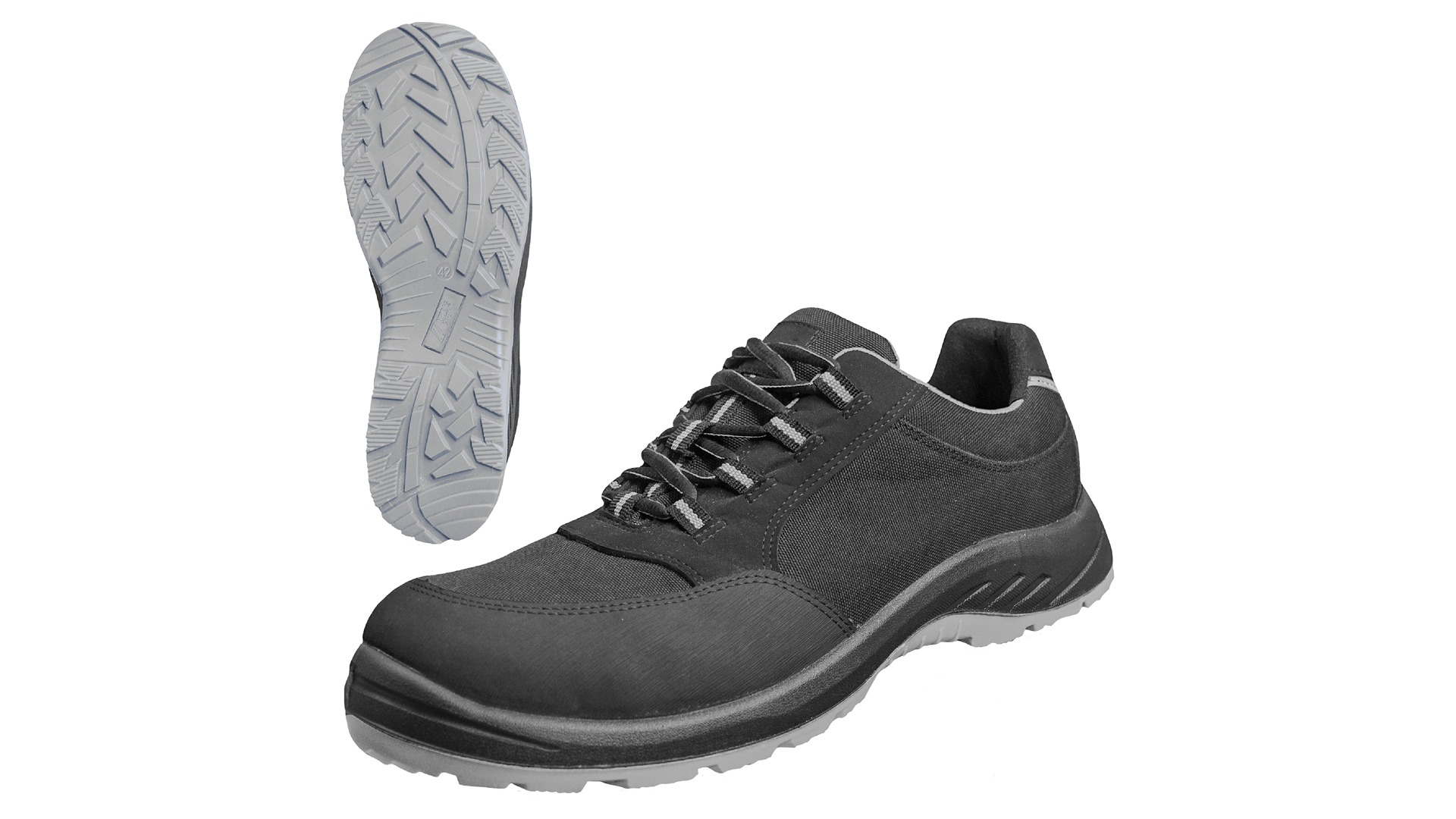 NITRAS SAFETY 7435 Unisex Black, Grey Fibreglass Toe Capped Safety Shoes, UK 7 1/2, EU 41