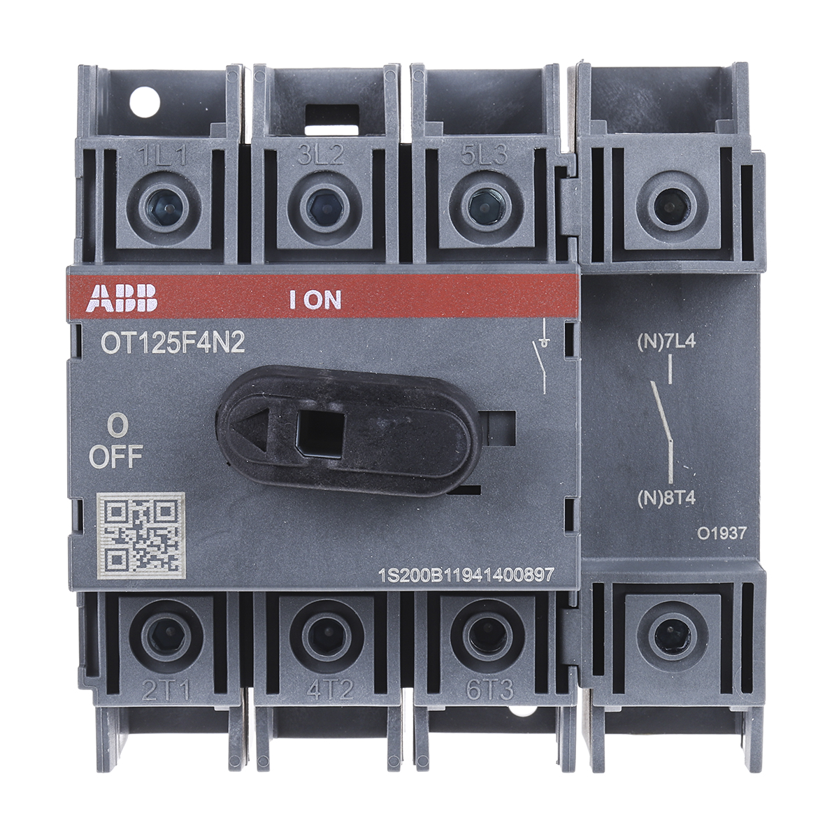 ABB 4P Pole Base Mounting Isolator Switch - 125A Maximum Current, 45kW Power Rating, IP20