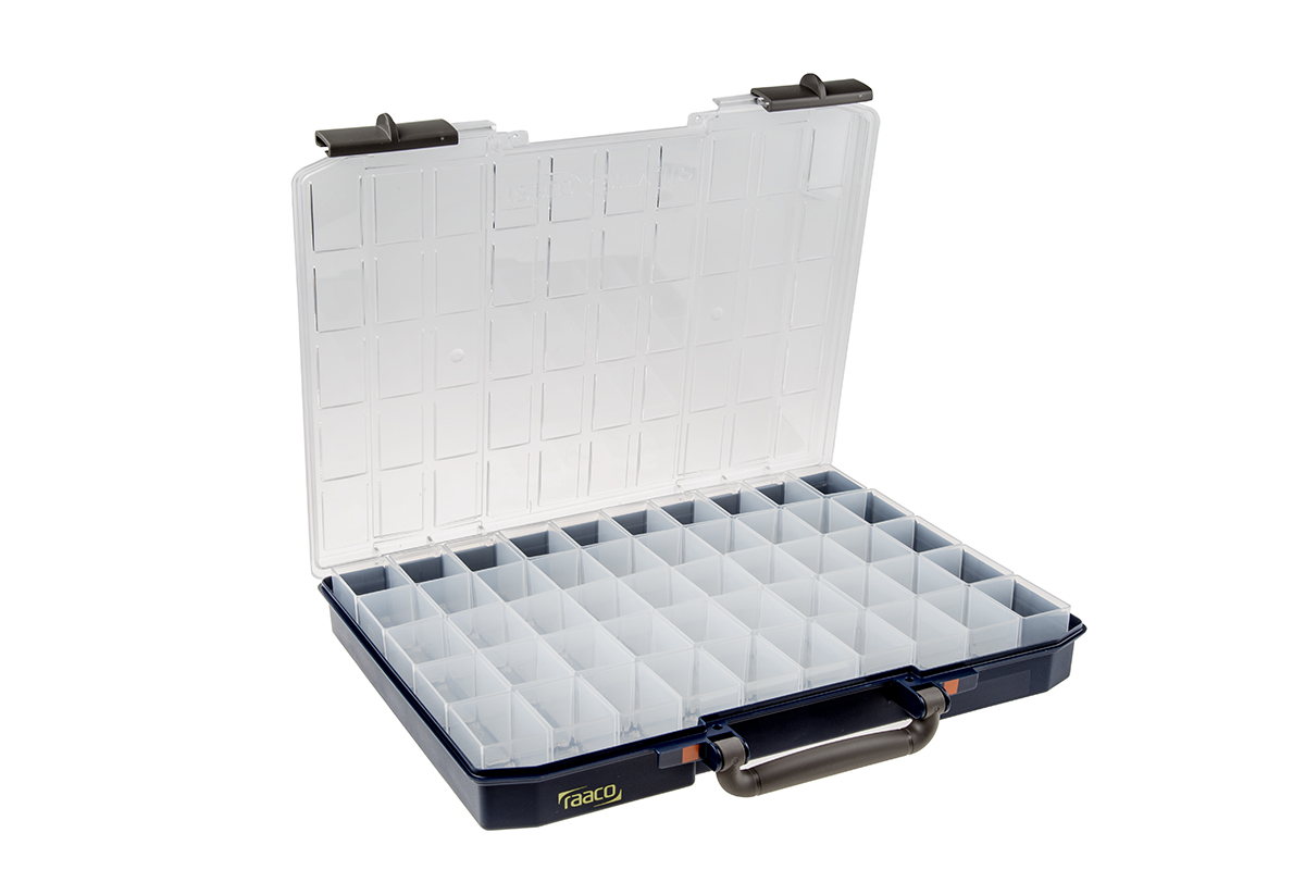 Raaco 50 Cell Blue PC, PP Compartment Box, 55mm x 425mm x 330mm
