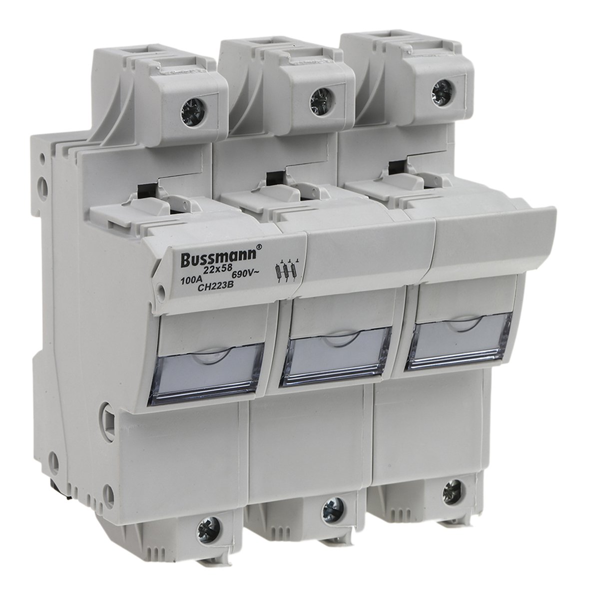 Eaton 100A Rail Mount Fuse Holder for 22 x 58mm Fuse, 3P, 690V ac
