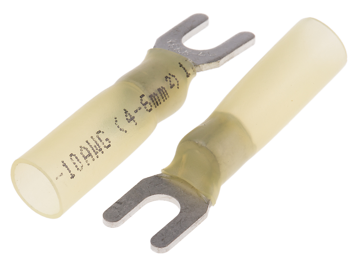 RS PRO Insulated Crimp Spade Connector, 4mm² to 6mm², 12AWG to 10AWG, M4.3 (#6) Stud Size HDPE, Yellow