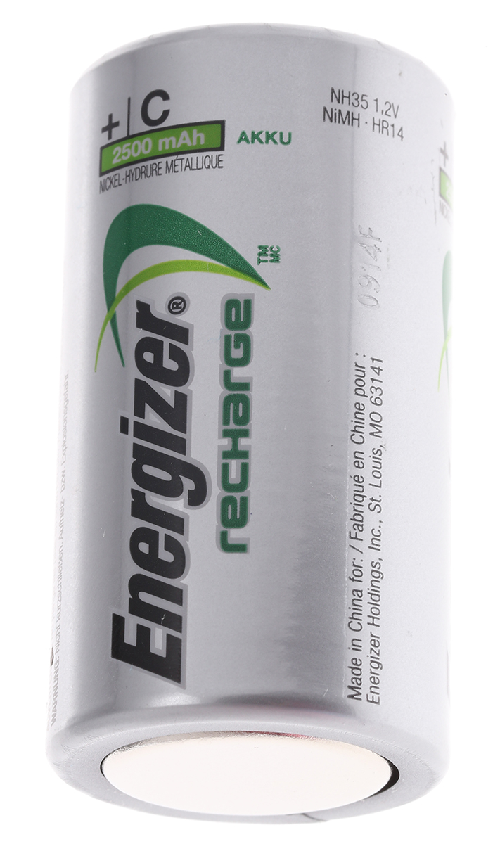 Energizer NiMH Rechargeable C Batteries, 2.5Ah