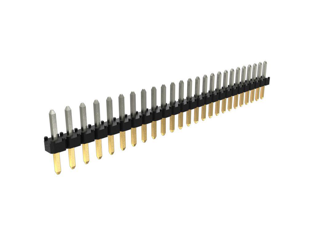 Amphenol Communications Solutions Minitek Series Straight Through Hole Pin Header, 25 Contact(s), 2 mm Pitch, 1 Row,