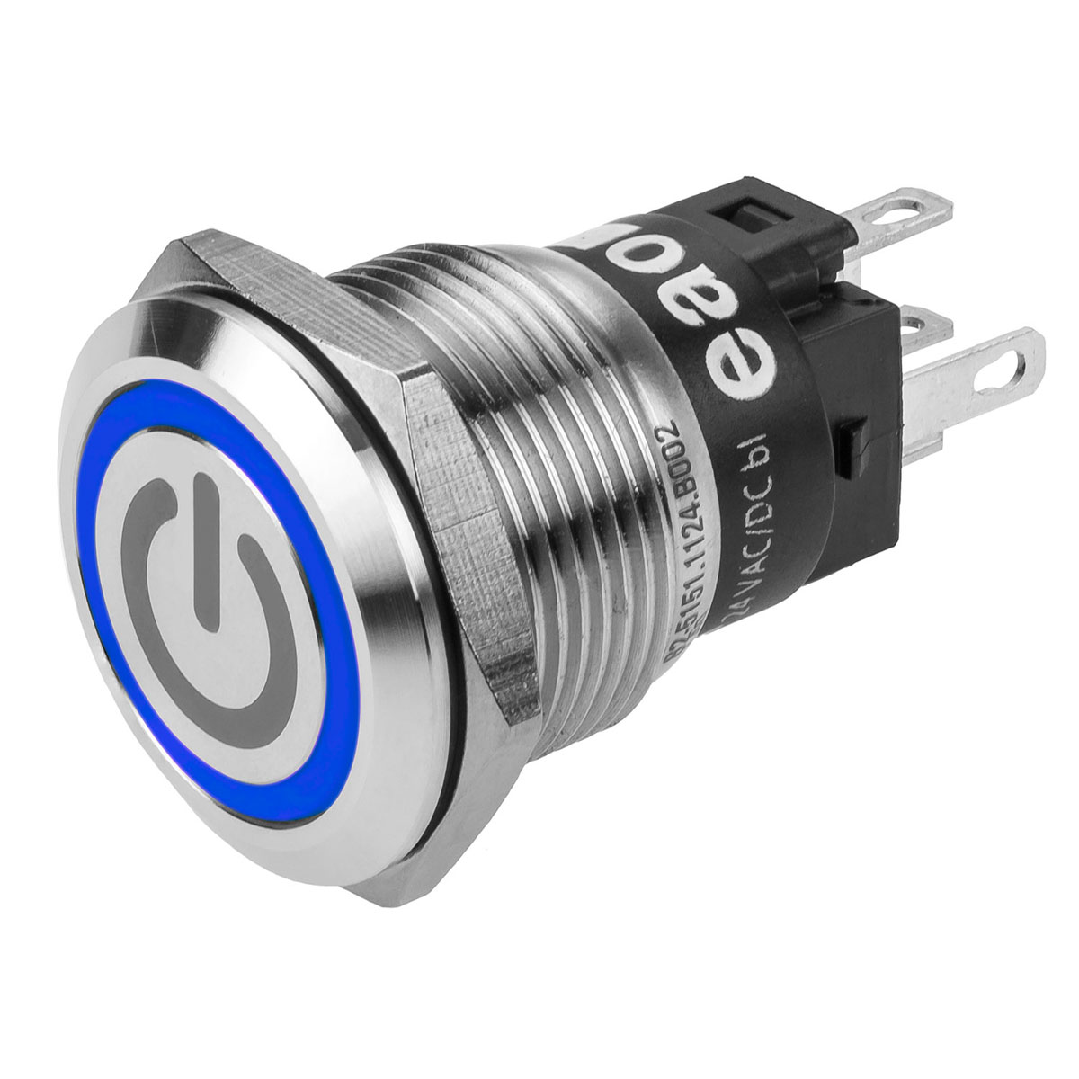 EAO 82 Series Illuminated Push Button Switch, Momentary, Panel Mount, 19mm Cutout, SPDT, Blue LED, 240V, IP65, IP67