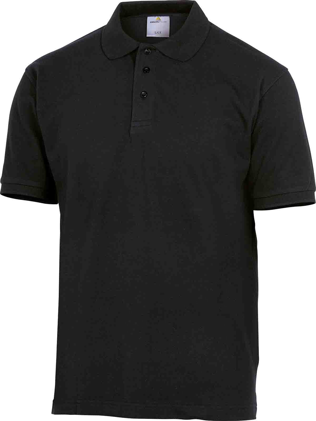 Delta Plus Black Cotton Polo Shirt, UK- 38, EUR- 48