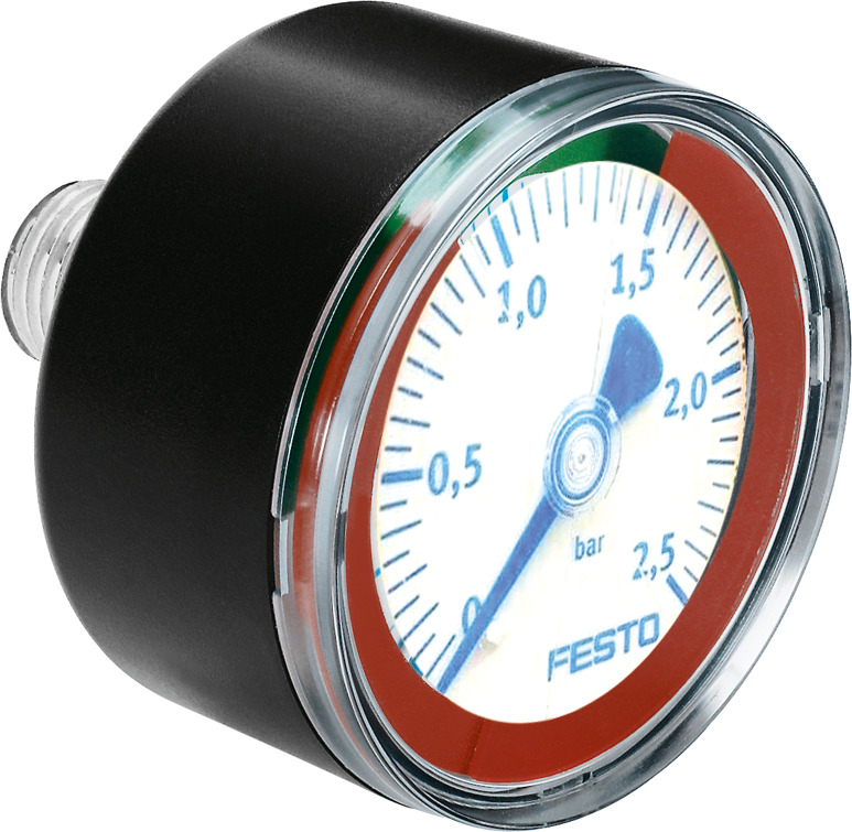Festo R 1/8 Analogue Pressure Gauge 2.5bar Inline 40mm Outside Diameter