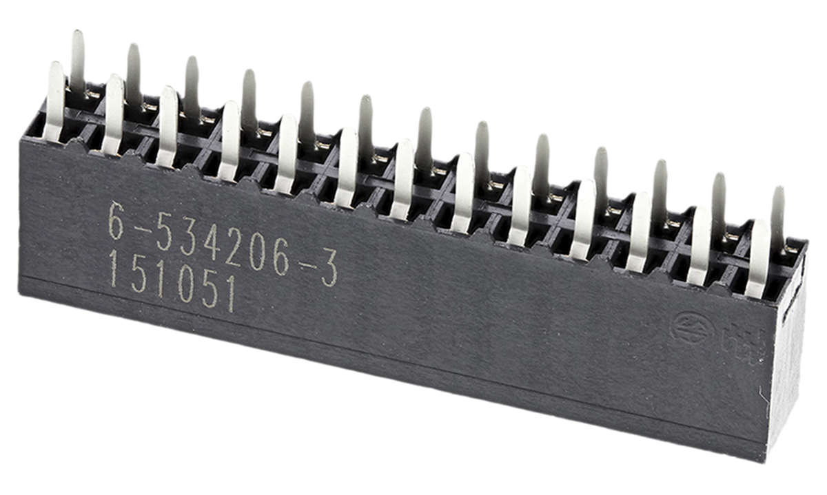 TE Connectivity AMPMODU MOD II Series Straight Through Hole Mount PCB Socket, 26-Contact, 2-Row, 2.54mm Pitch, Solder