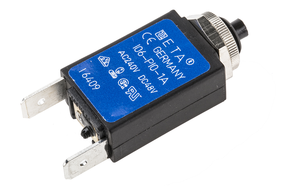ETA Thermal Circuit Breaker - 106  Single Pole 240V Voltage Rating Panel Mount, 1A Current Rating