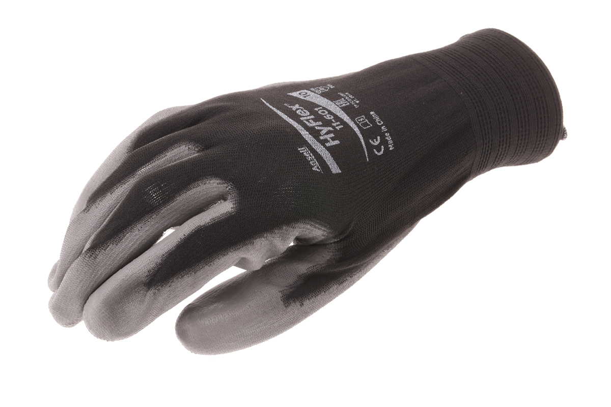 Ansell Hyflex Black Nylon Nylon Work Gloves, Size 10, Polyurethane Coating