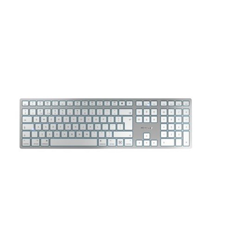 Cherry CHERRY KW 9100 SLIM Wireless USB, Wireless Mac Keyboard, QWERTZ (German), Silver/White