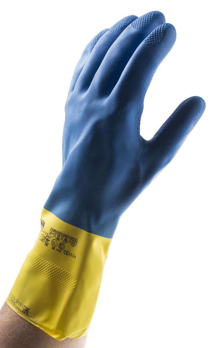 Mapa Duomix Blue Latex, Neoprene Work Gloves, Uncoated Coating