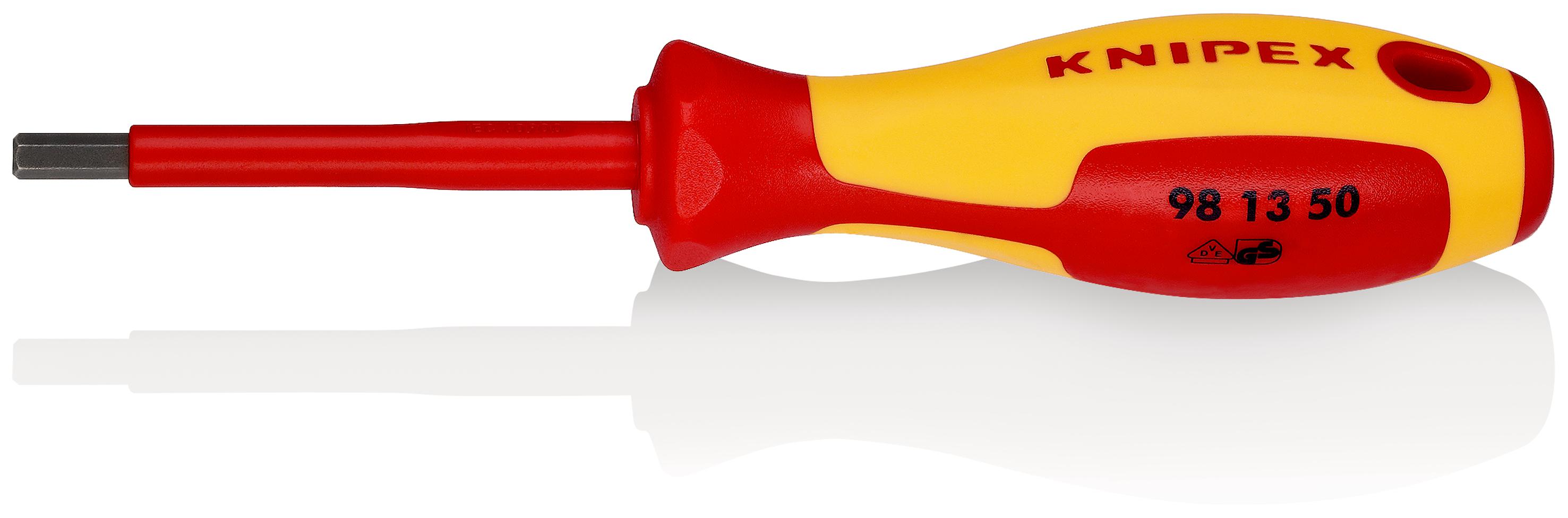 Knipex Hexagon Insulated Screwdriver, 5 mm Tip, 75 mm Blade, VDE/1000V, 187 mm Overall