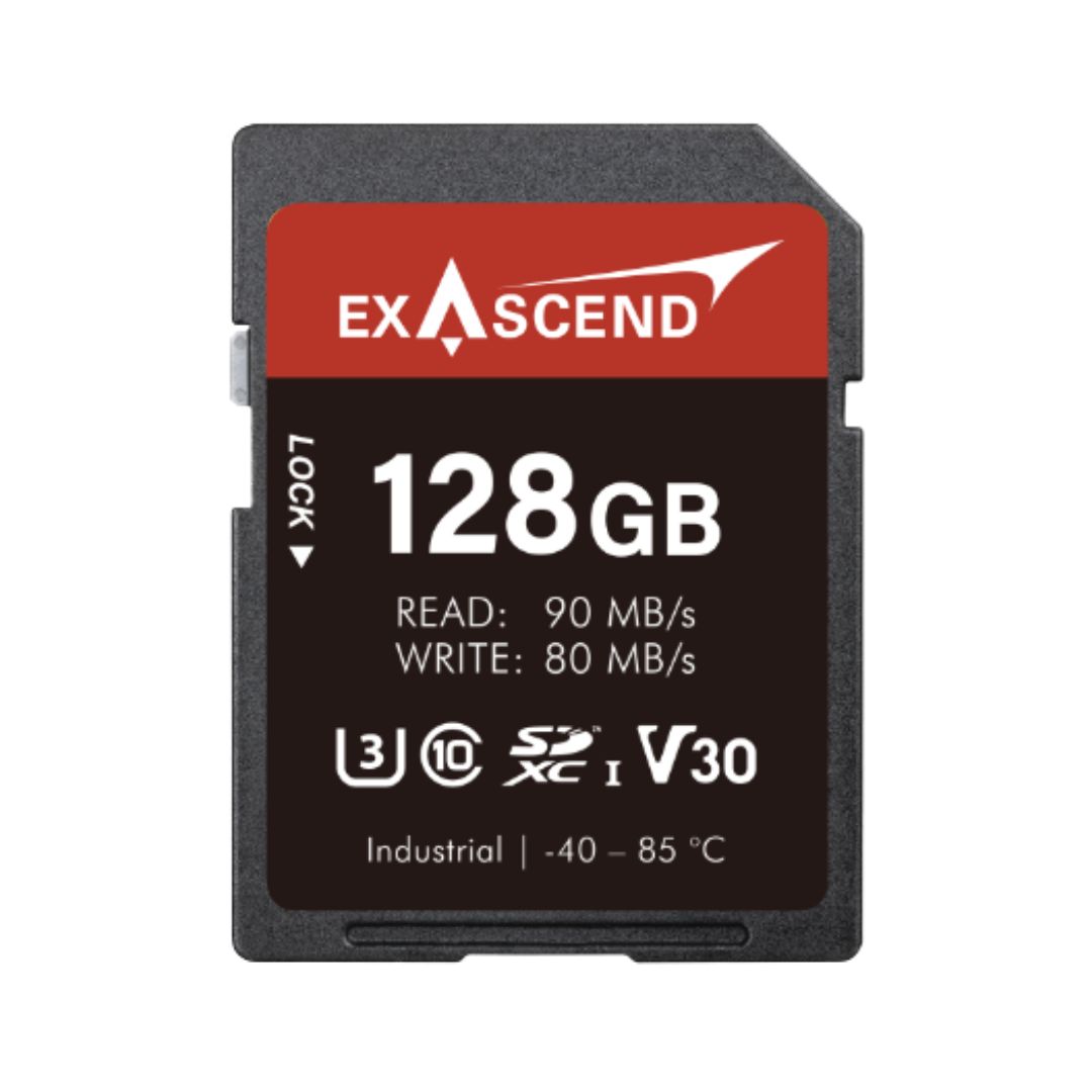 Exascend 128 GB Industrial SDXC SD Card, Class 10, UHS-1 (U3), V30