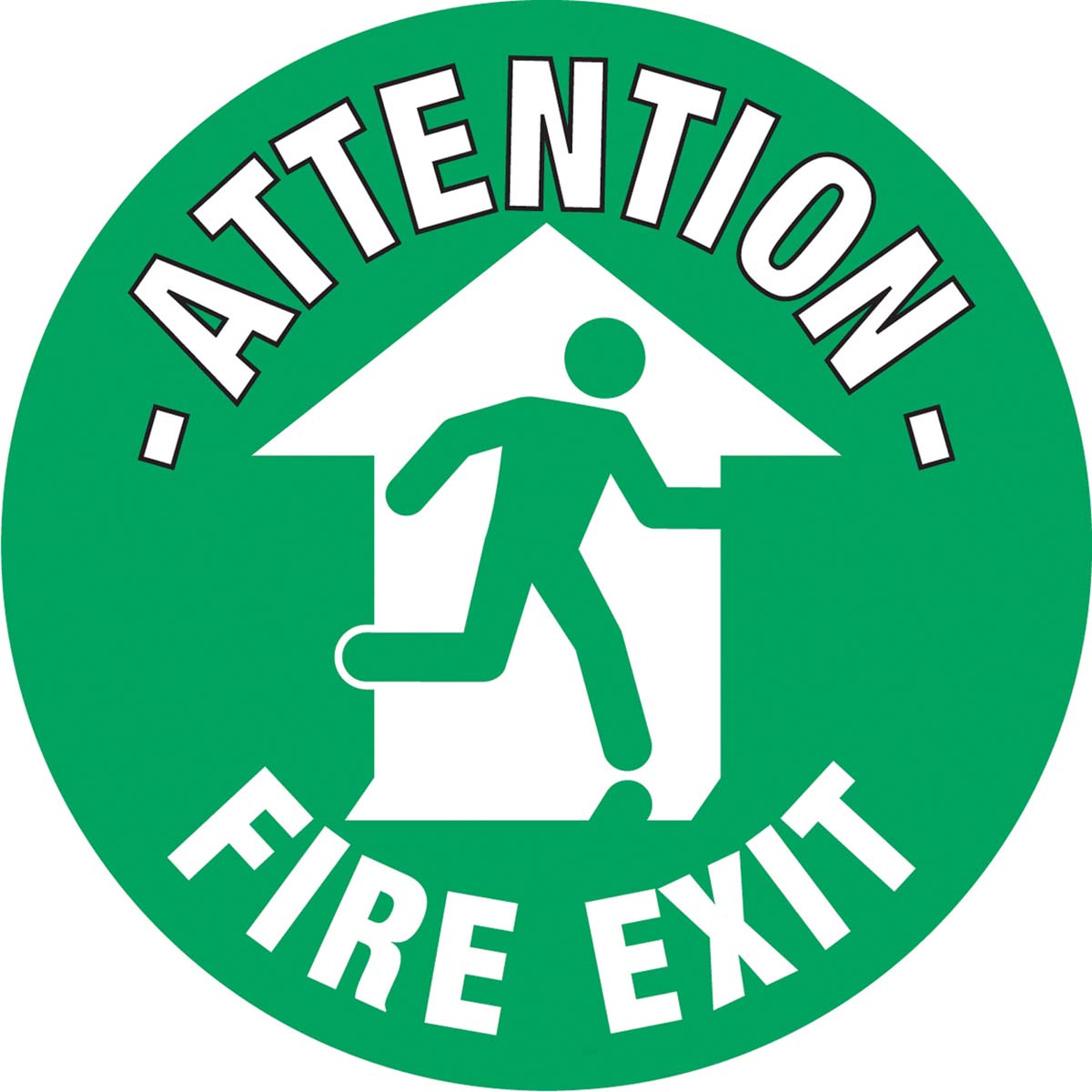 PVC FIRE EXIT, Attention - Fire Exit, English, Exit Sign