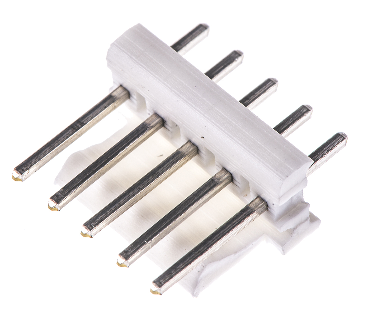TE Connectivity MTA-100 Series Straight Through Hole Pin Header, 5 Contact(s), 2.54 mm Pitch, 1 Row, Unshrouded