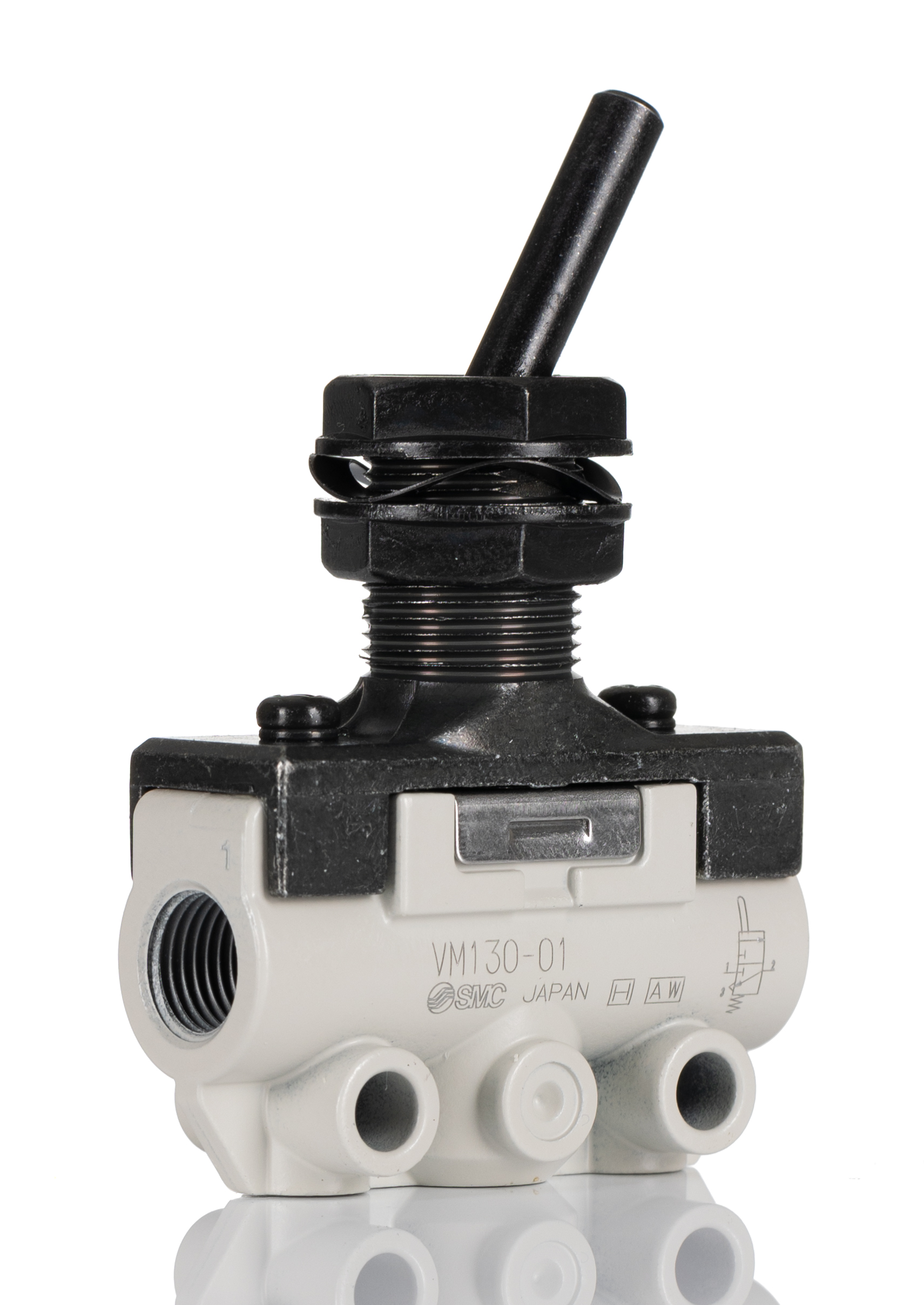 SMC Toggle Lever Pneumatic Relay Pneumatic Manual Control Valve VM100 Series, R 1/8, 1/8, III B