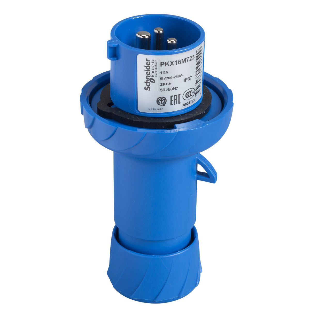 Schneider Electric, PratiKa IP67 Blue Cable Mount 2P + E Industrial Power Plug, Rated At 16A, 230 V