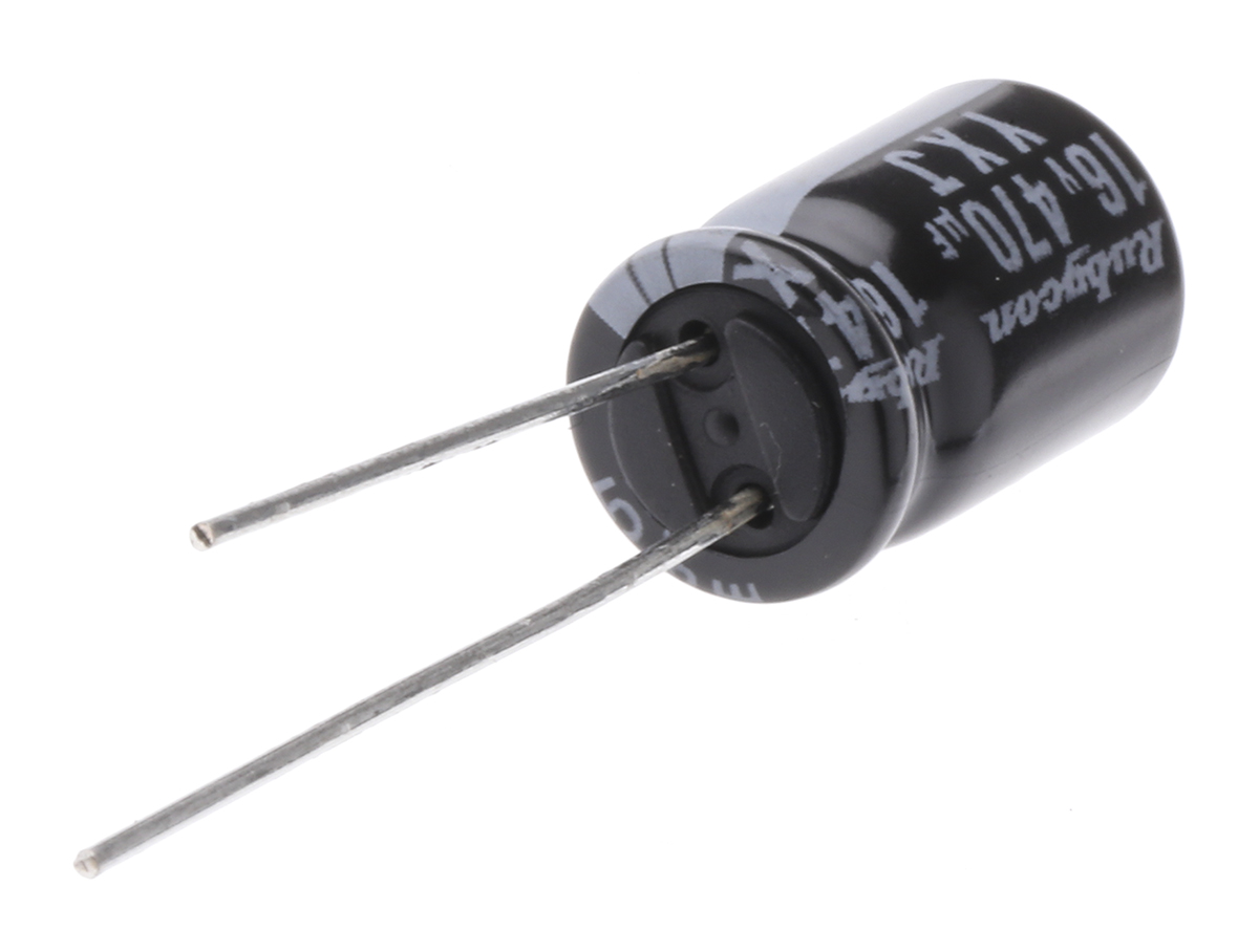 Rubycon 470μF Aluminium Electrolytic Capacitor 16V dc, Radial, Through Hole - 16YXJ470M8X11.5