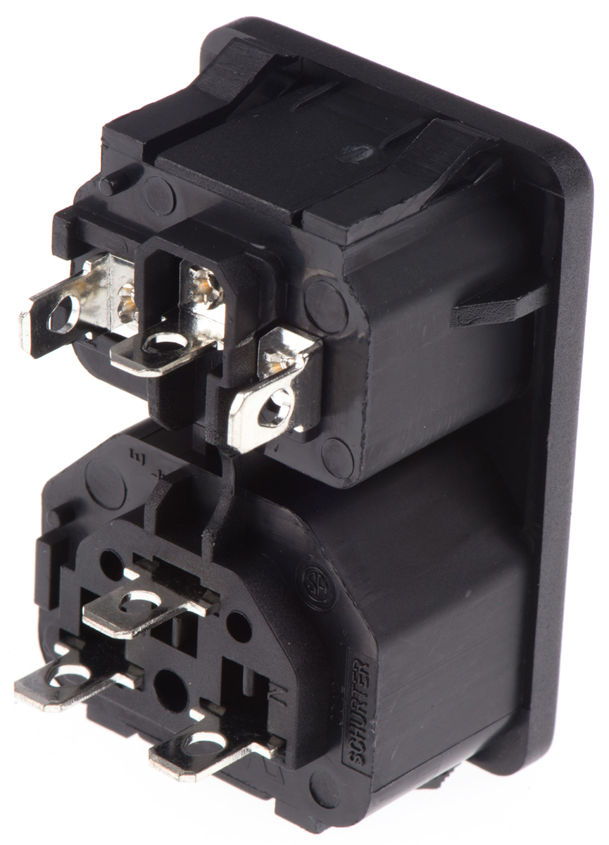 Schurter C13, C14 Snap-In IEC Connector Socket, Plug, 10A, 250 V