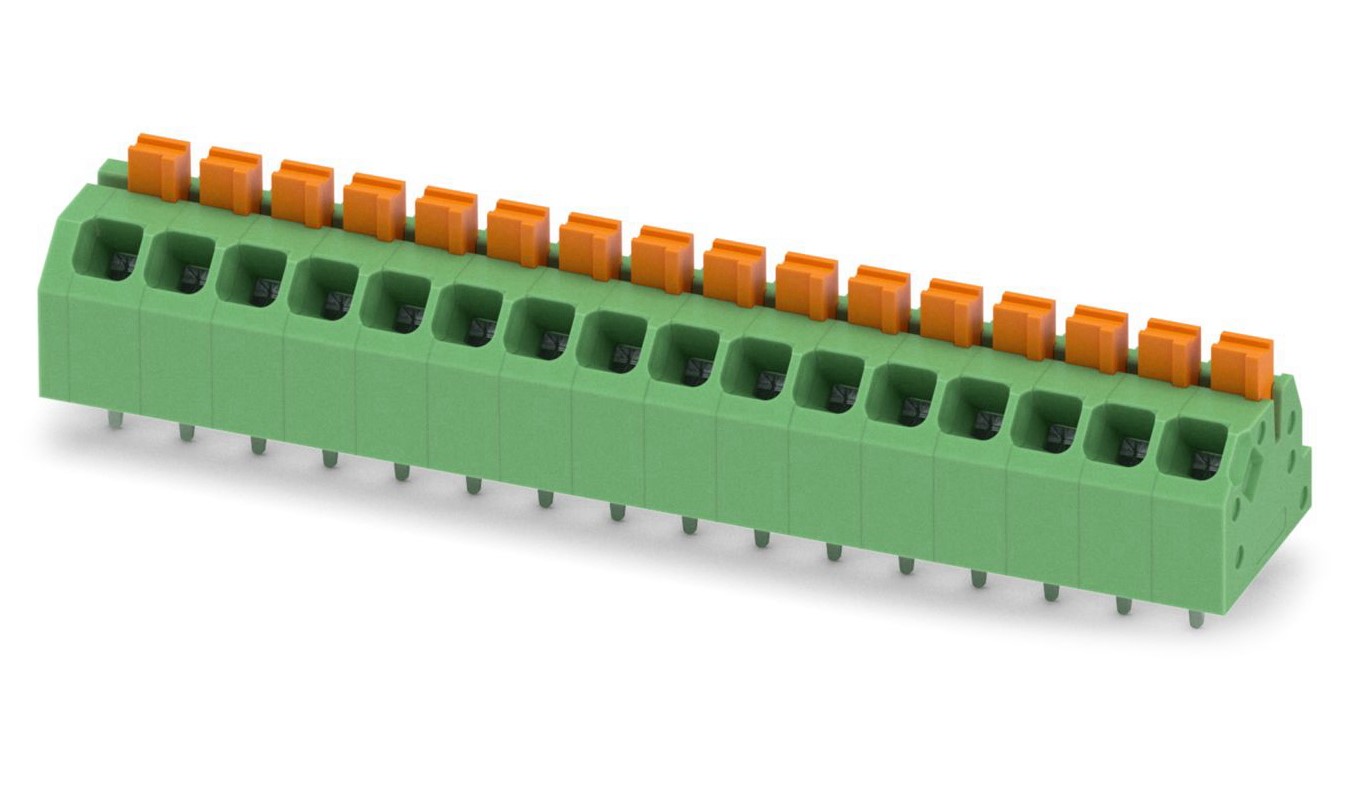 Phoenix Contact SPTAF 1/16-3.5-EL Series PCB Terminal Block, 16-Contact, 3.5mm Pitch, Through Hole Mount, 2-Row