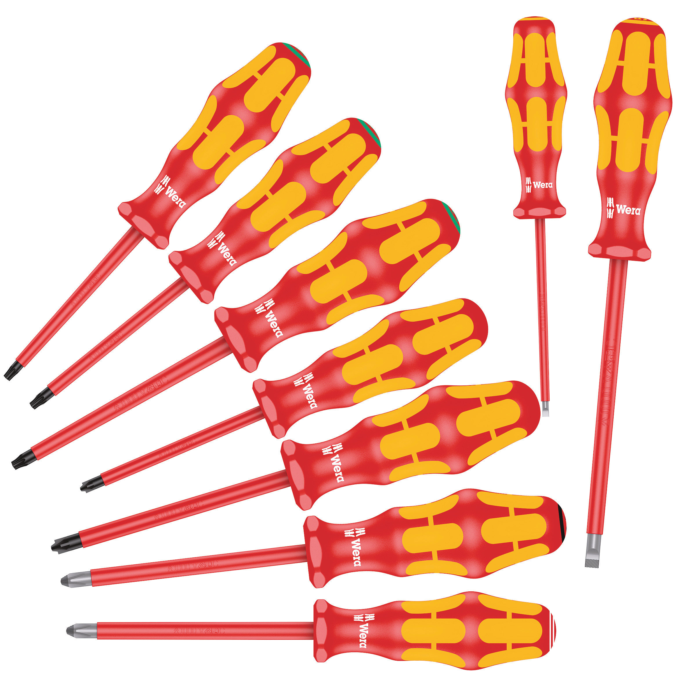 Wera Phillips; Plusminus Pozidriv; Pozidriv; Slotted; Torx Insulated Screwdriver Set, 9-Piece