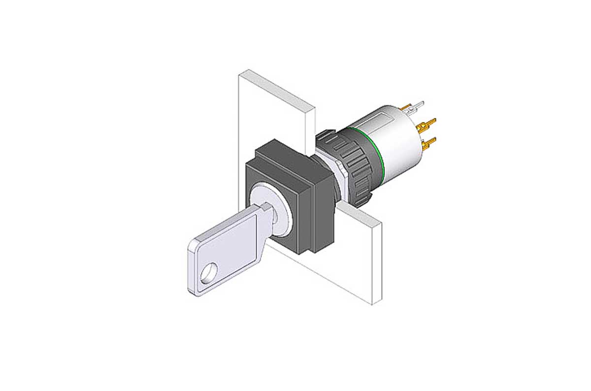 EAO IP65 Key Switch, 1NC+1NO, 100 mA 2-Way
