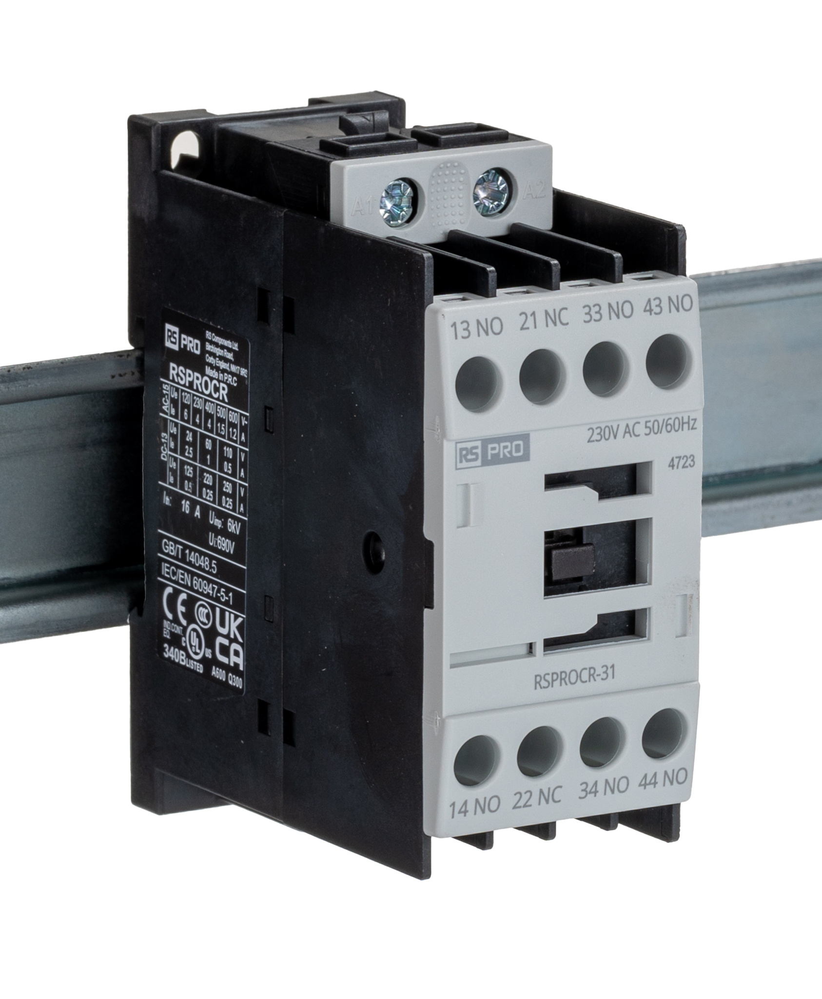 RS PRO Contactor, 230 V ac Coil, 1-Pole, 4 A 110 V, 3 NO/1 NC, 500V