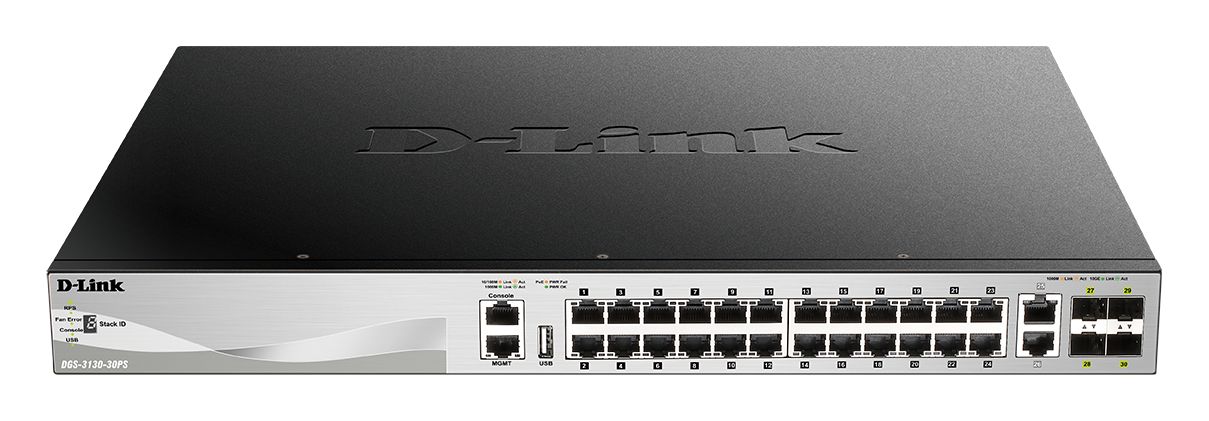 D-Link 30-Port Layer 3 Stackable Managed PoE Switch with 10G Uplinks, Managed 30 Port Network Switch With PoE EU