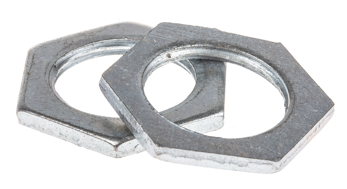 RS PRO Silver Steel Cable Gland Locknut, M20 Thread