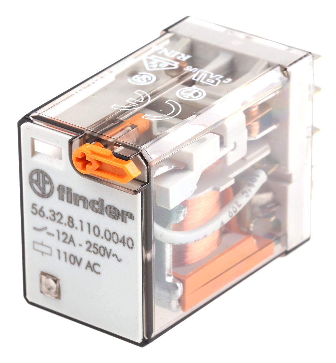 Finder Plug In Power Relay, 110V ac Coil, 20A Switching Current, DPDT