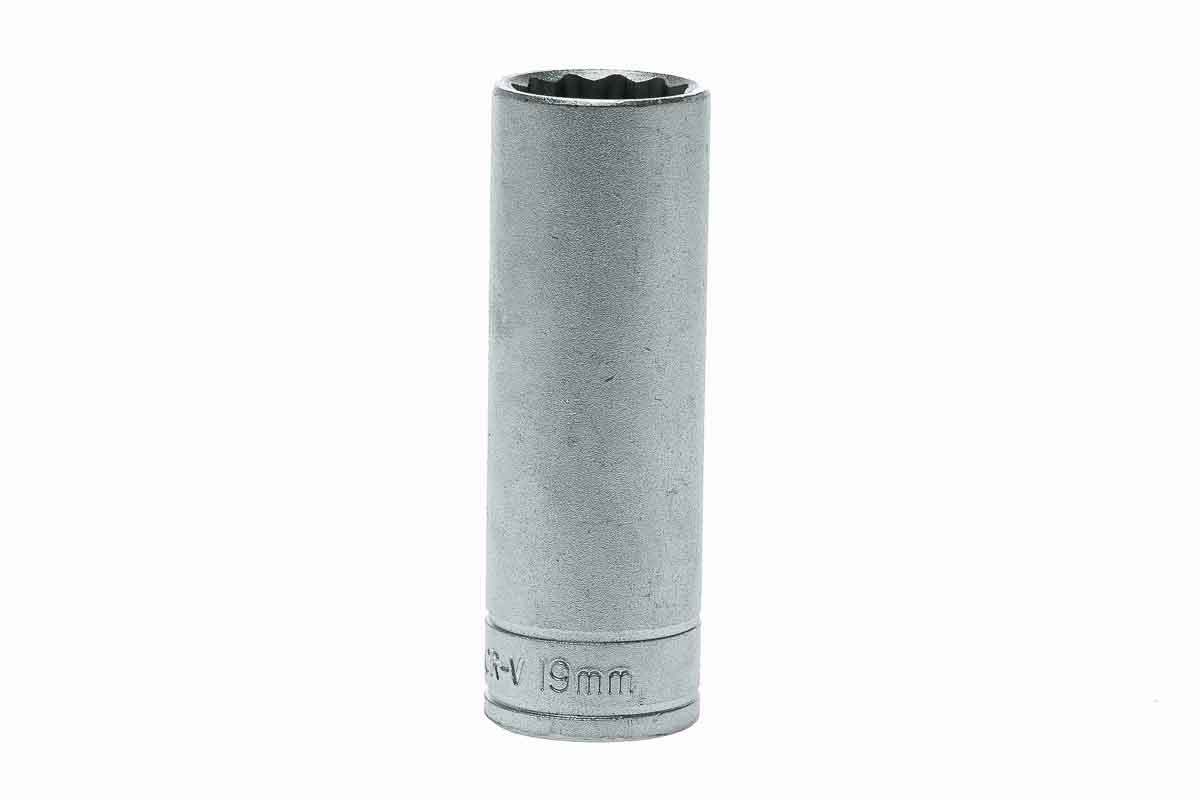 Teng Tools 1/2 in Drive 19mm Deep Socket, 12 point, 79 mm Overall Length