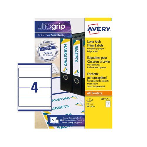 Avery White Adhesive High Visibility Label Sheet, Pack of 25Sheets