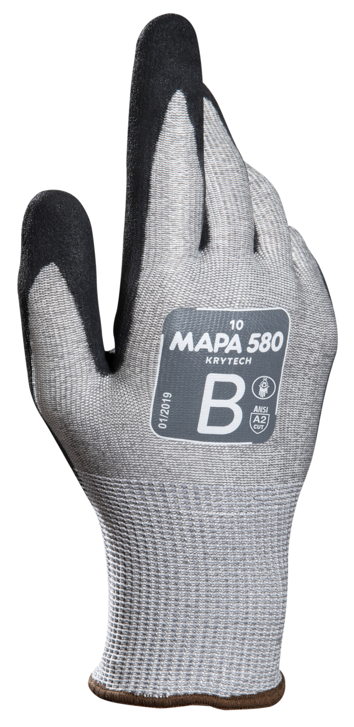 Mapa KRYTECH 580 Grey Polyethylene High Performance Polyethylene Work Gloves, Size 8, Nitrile Coating
