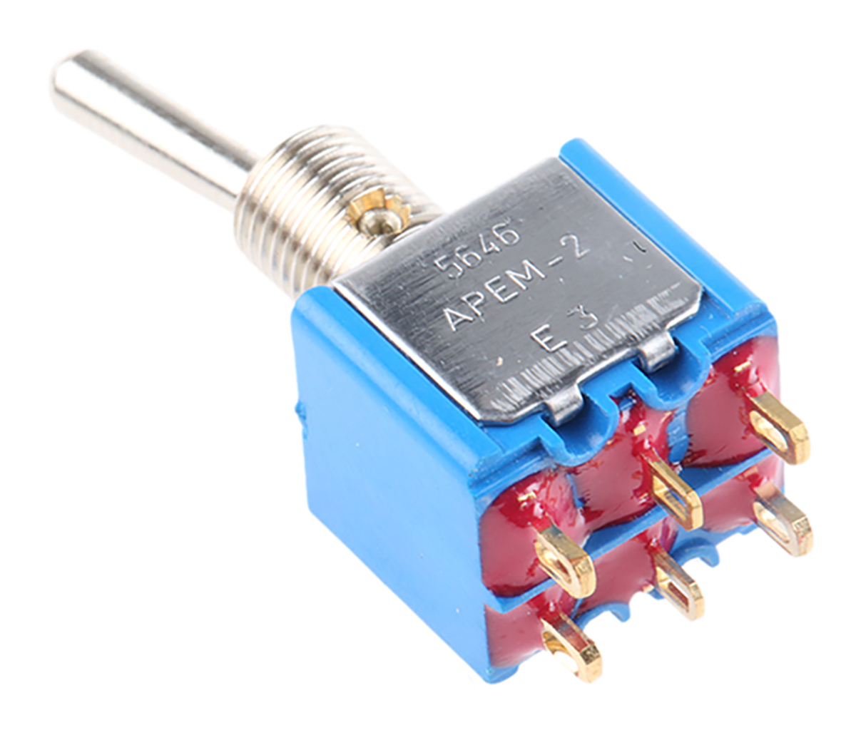 APEM Toggle Switch, Panel Mount, On-On, DPST, Solder Lug Terminal, 20V ac/dc