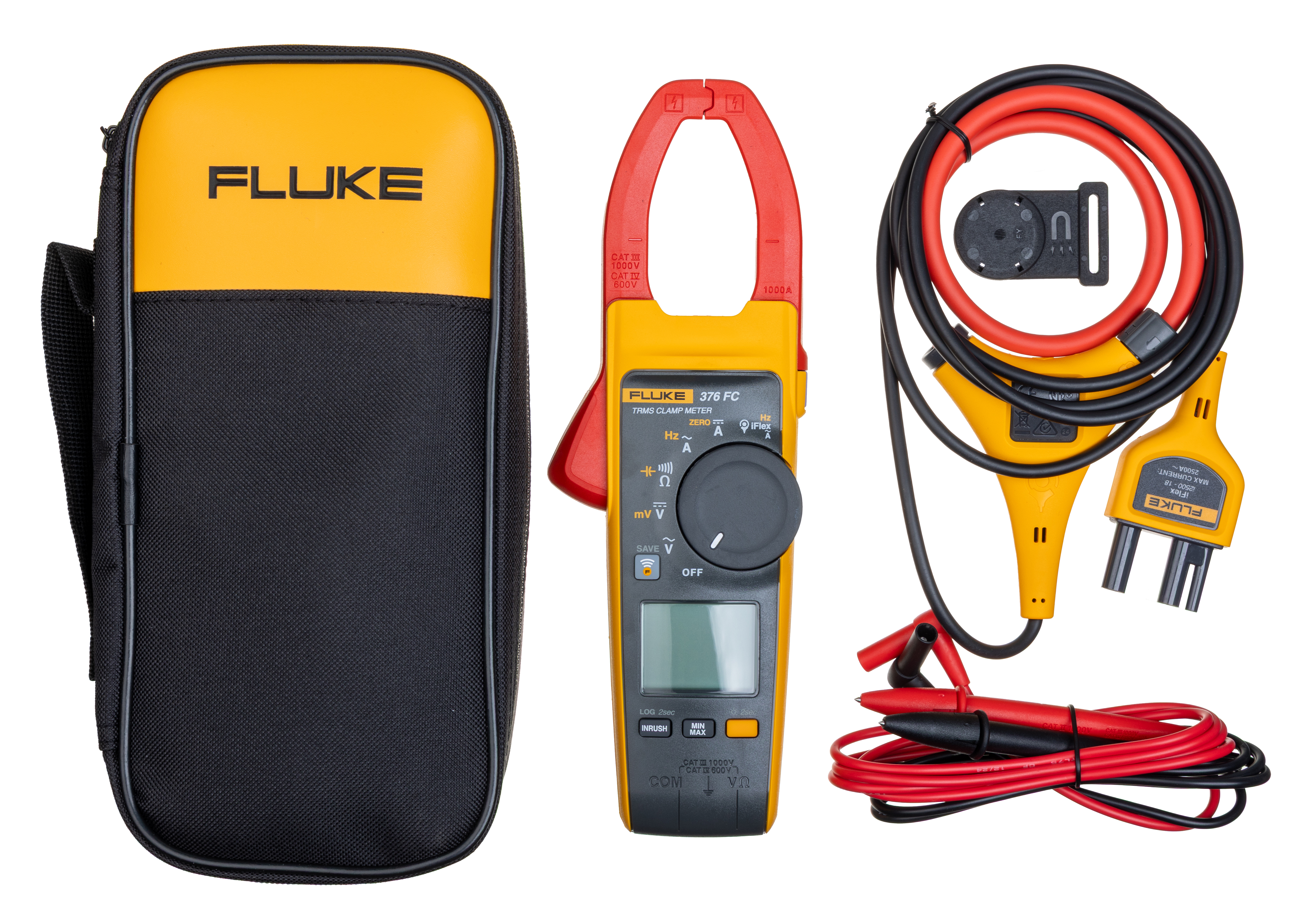 Fluke 376 FC Clamp Meter Bluetooth, 999.9A dc, Max Current 2500A ac CAT III 1000 V, CAT IV 600 V