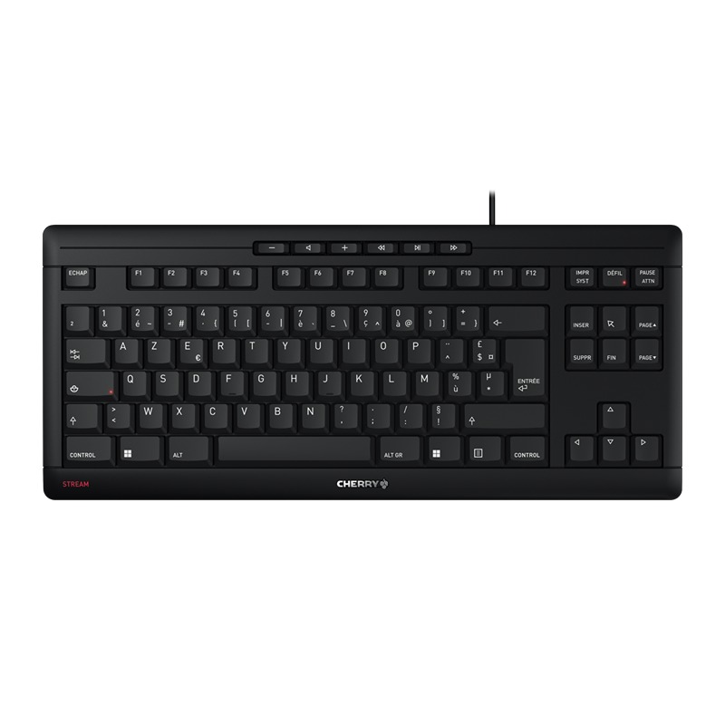 Cherry STREAM KEYBOARD TKL Wired USB Keyboard, AZERTY (France), Black