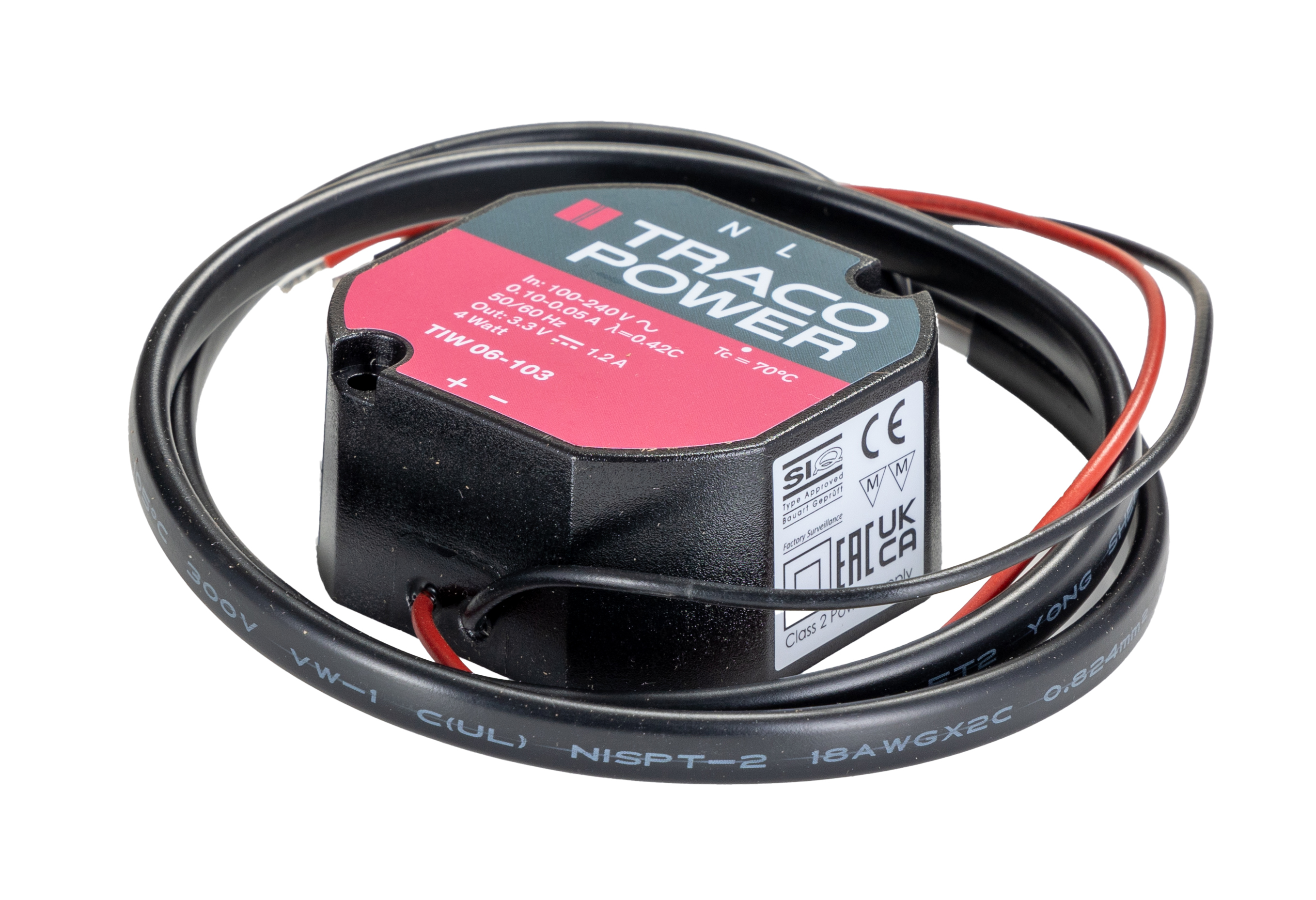 TRACOPOWER Switching Power Supply, TIW 06-103, 3.3V dc, 1.2A, 4W, 1 Output, 93 → 264V ac Input Voltage