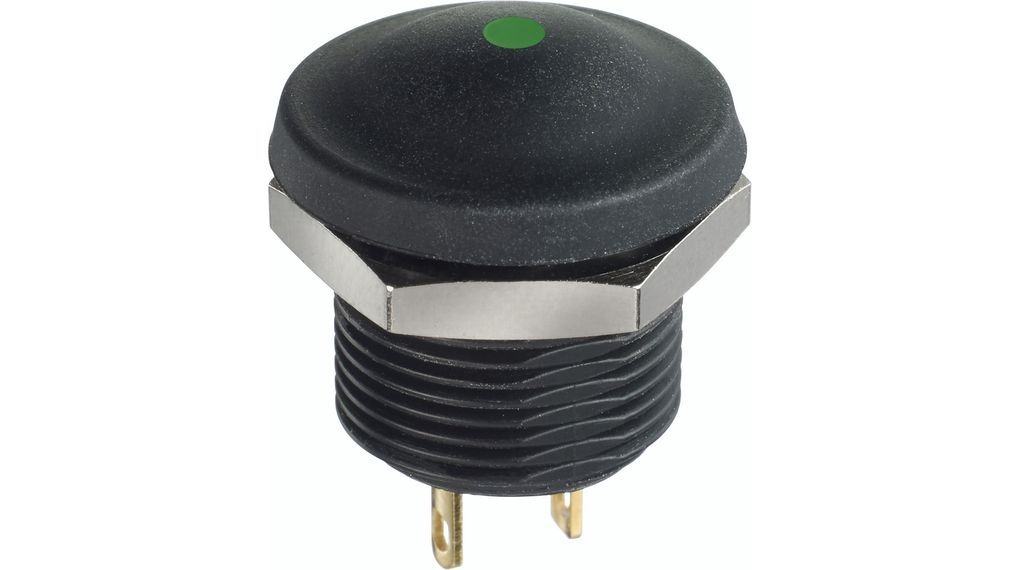 APEM IX Series Push Button, Panel Mount, Green LED, 28V dc