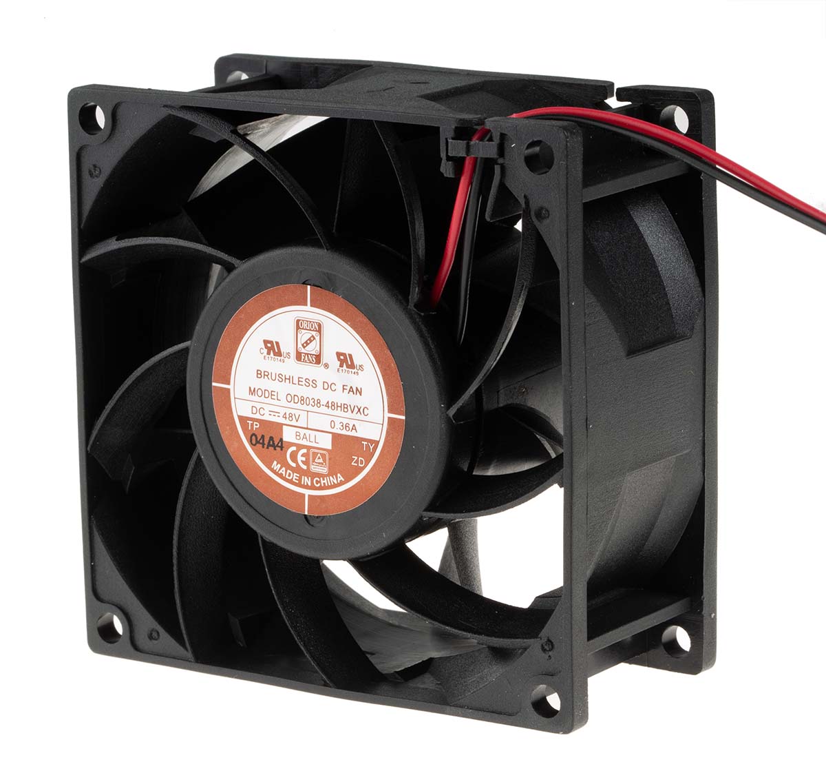 RS PRO Axial Fan, 48 V dc, DC Operation, 168.2m³/h, 14W, 300mA Max, 80 x 80 x 38mm